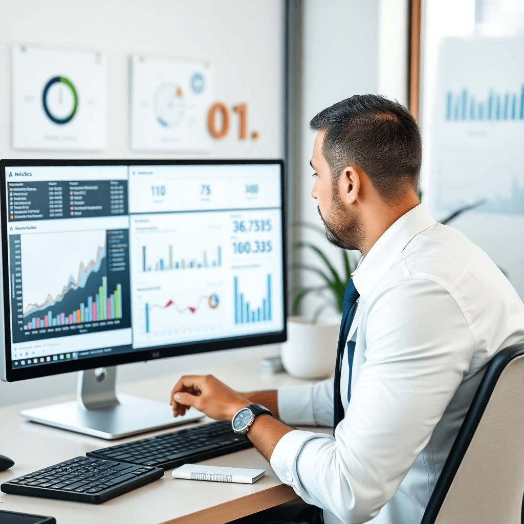 business owner using dashboard analytics