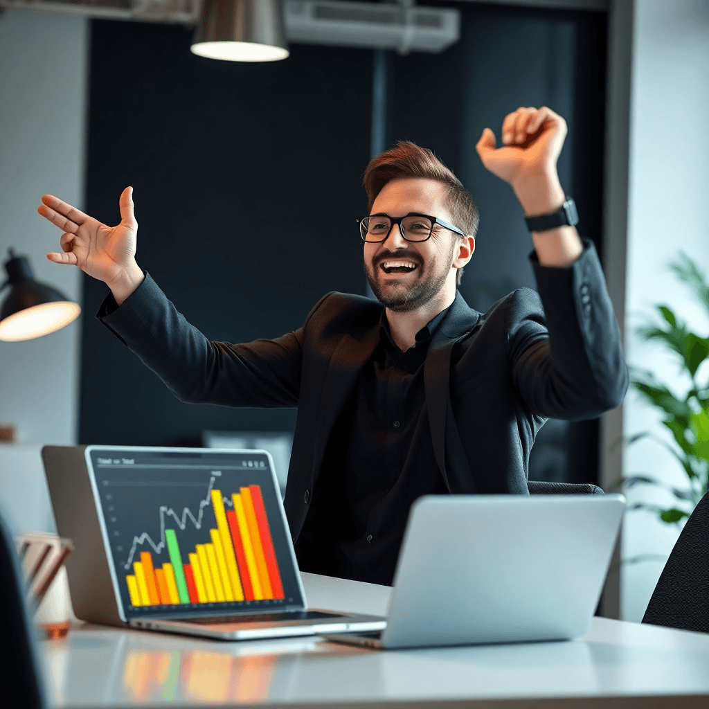 business owner celebrating success